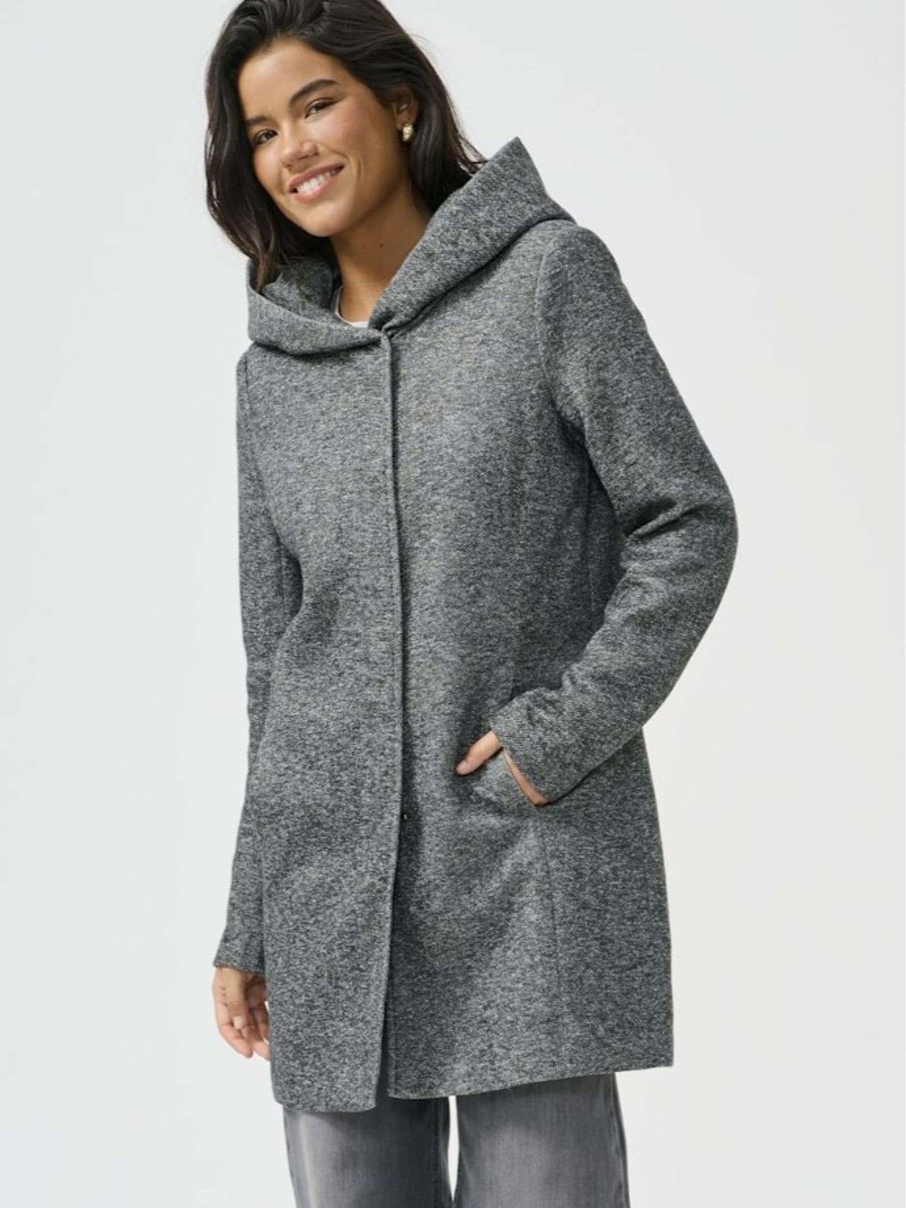 Only Women's Grey Midi Coat With Hoodie - Image 3