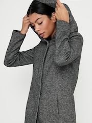 ONLY Grey Midi Coat With Hoodie - Image 2 of 7