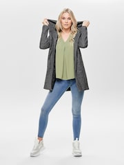 ONLY Grey Midi Coat With Hoodie - Image 5 of 7