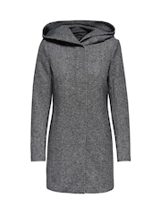 ONLY Grey Midi Coat With Hoodie - Image 6 of 7