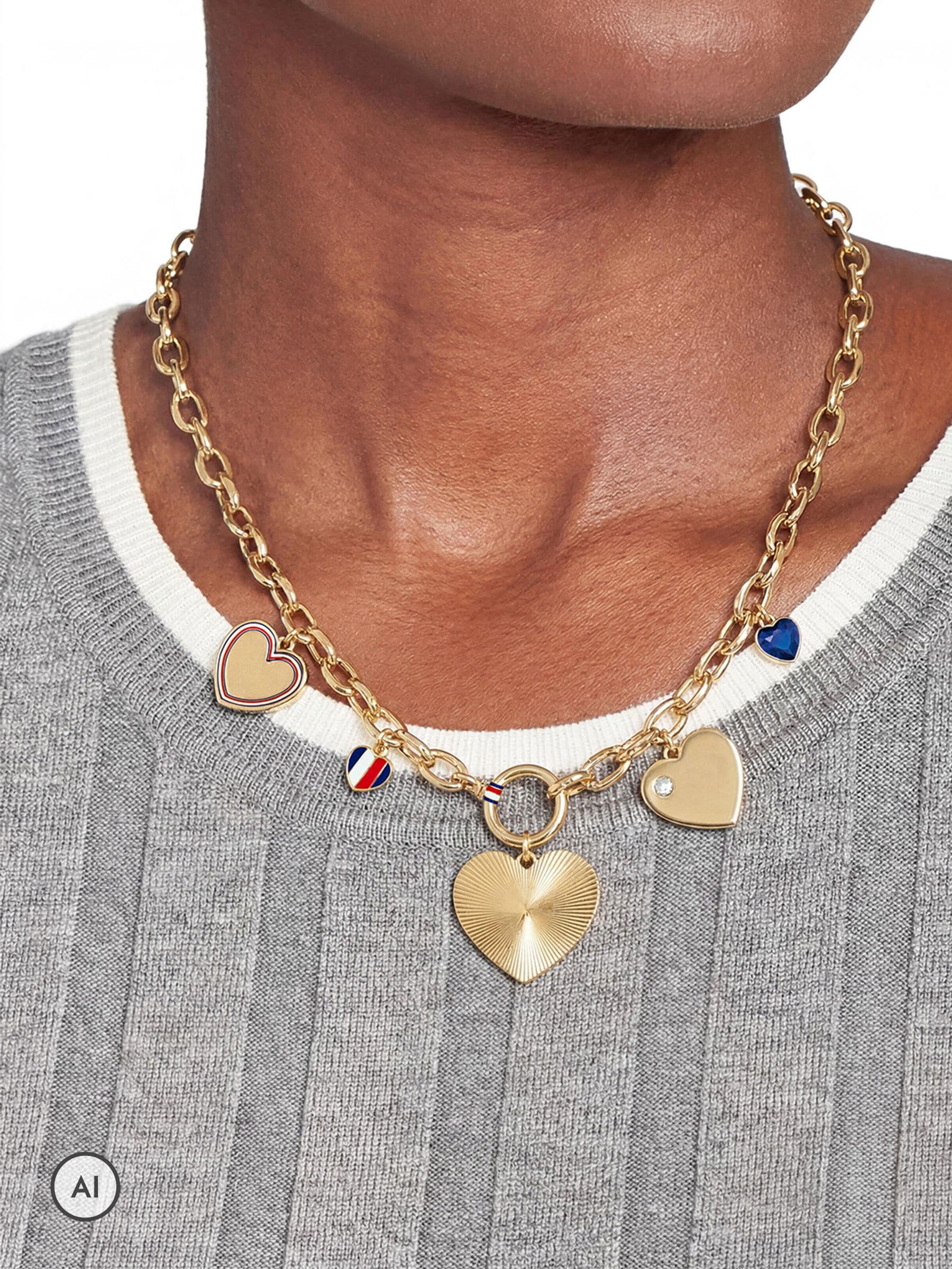 Tommy Hilfiger Women's Stainless Steel Gold Tone Heart Charm Necklace - J7393 2781065 - Image 2