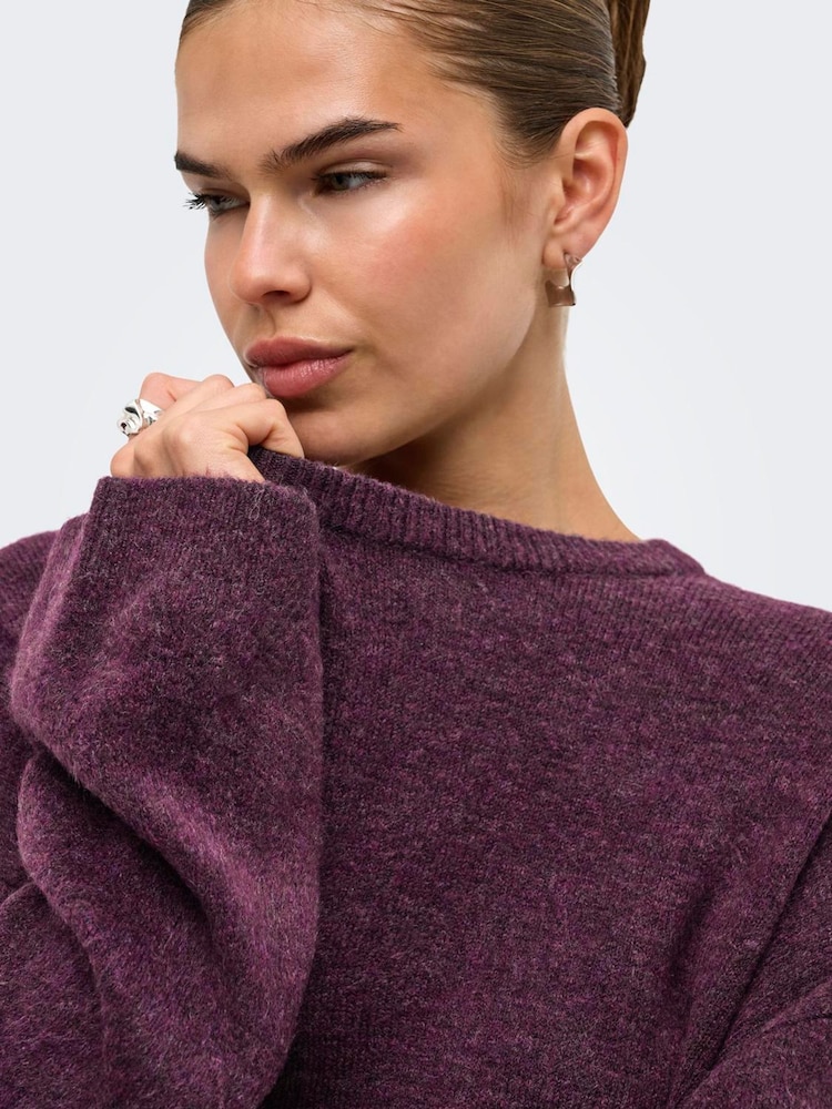 Roșu - ONLY Long Sleeve Round Neck Knitted Jumper - Imaginea 2 din 6 Roșu - ONLY Long Sleeve Round Neck Knitted Jumper - Imaginea 2 din 6