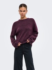 Roșu - ONLY Long Sleeve Round Neck Knitted Jumper - Imaginea 3 din 6