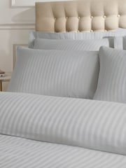 Catherine Lansfield Grey Satin Stripe Duvet Cover and Pillowcase Set - Image 2 of 3