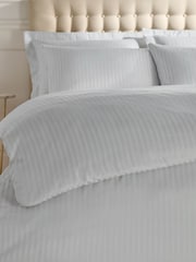 Catherine Lansfield Grey Satin Stripe Duvet Cover and Pillowcase Set - Image 3 of 3