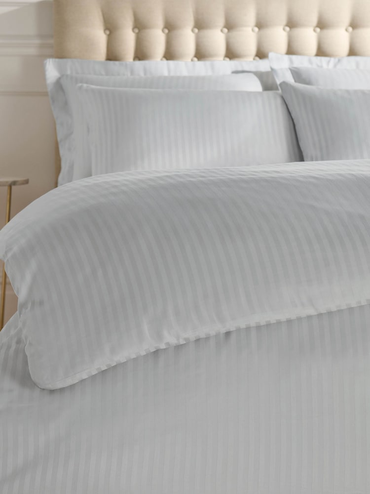 Catherine Lansfield Grey Satin Stripe Duvet Cover and Pillowcase Set - Image 3 of 3