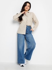 PixieGirl Petite Natural Stripe Oversized Shirt - Image 3 of 4