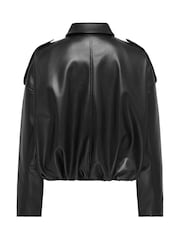 ONLY Black Faux Leather Bomber Jacket - Image 7 of 8