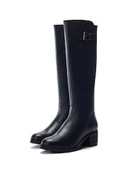 Moda in Pelle Blue Sansho Block Heel Long Riding Boots With Trim - Image 1 of 4