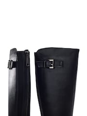 Moda in Pelle Blue Sansho Block Heel Long Riding Boots With Trim - Image 4 of 4