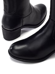 Moda in Pelle Black Sansho Block Heel Long Riding Boots With Trim - Image 3 of 4