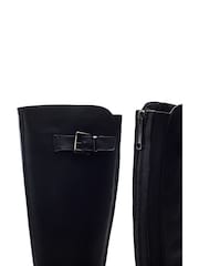 Moda in Pelle Black Sansho Block Heel Long Riding Boots With Trim - Image 4 of 4