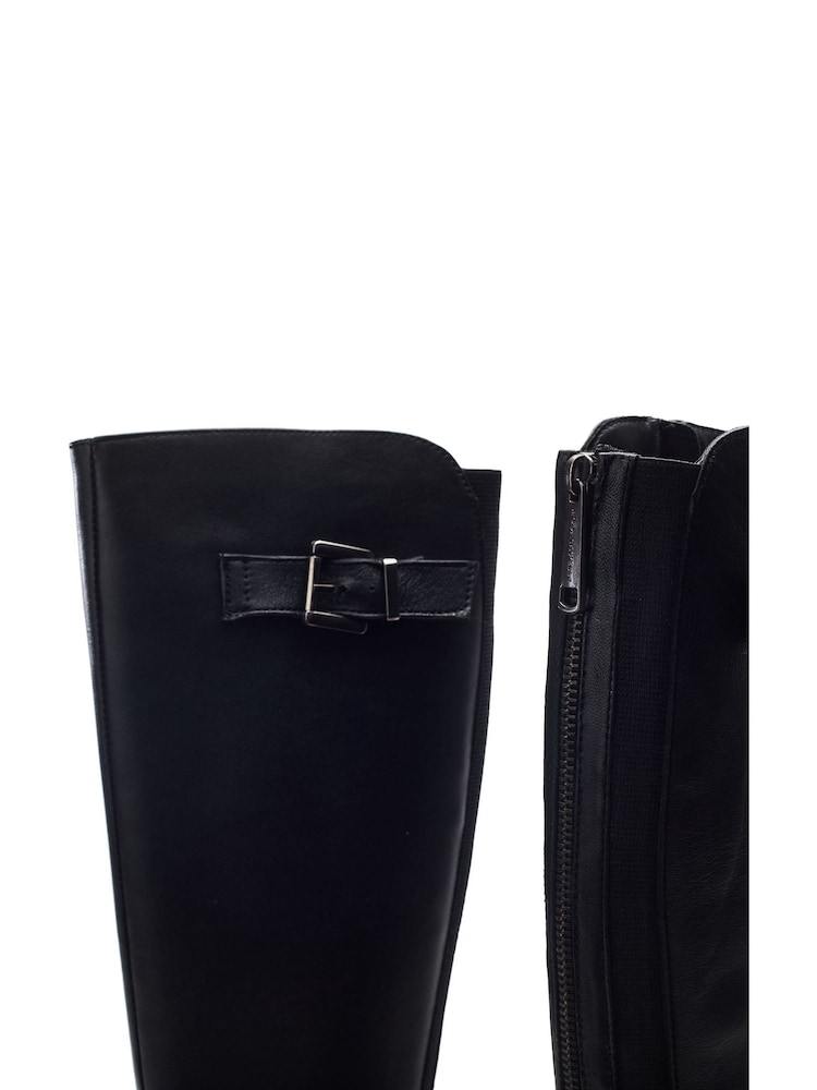 Moda in Pelle Black Sansho Block Heel Long Riding Boots With Trim - Image 4 of 4 Moda in Pelle Black Sansho Block Heel Long Riding Boots With Trim - Image 4 of 4