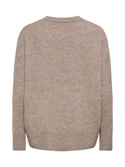 ONLY Natural Round Neck High Low Hem Loose Fit Jumper - Image 6 of 6