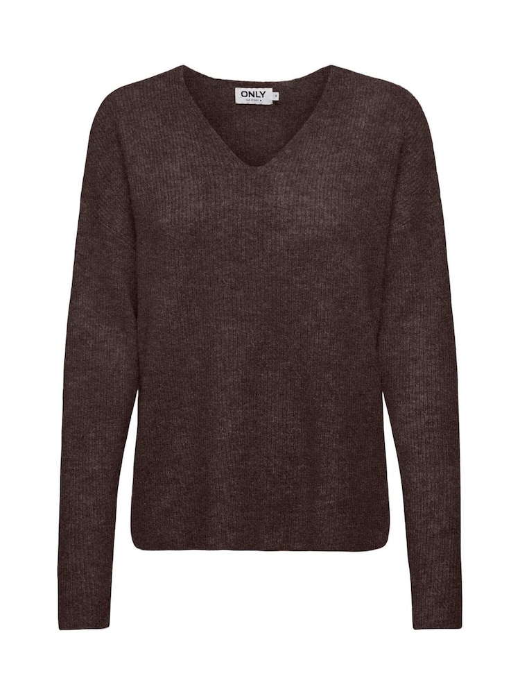 ONLY Brown Cosy V-Neck Pullover Knit Jumpers - Image 1 of 2 ONLY Brown Cosy V-Neck Pullover Knit Jumpers - Image 1 of 2