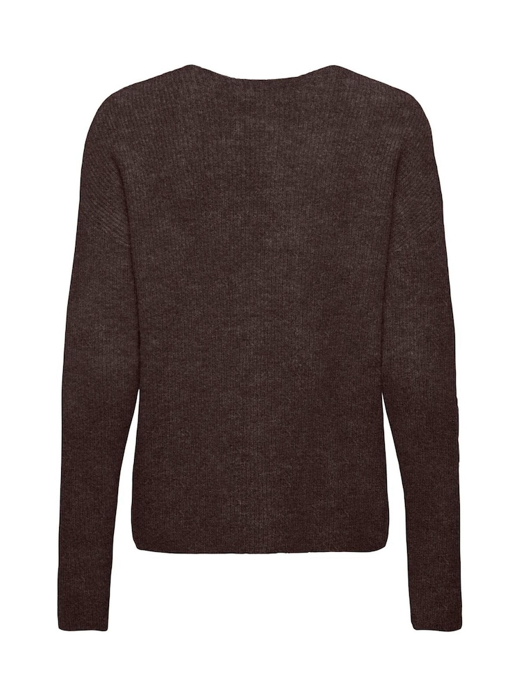 ONLY Brown Cosy V-Neck Pullover Knit Jumpers - Image 2 of 2 ONLY Brown Cosy V-Neck Pullover Knit Jumpers - Image 2 of 2