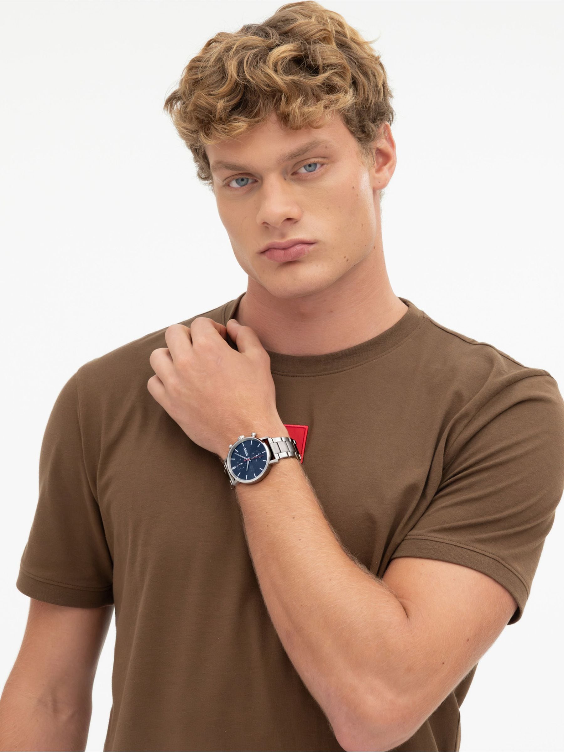 Hugo Men's Silver #Takeoff Blue Dial And Stainless Steel Multifunction Watch
