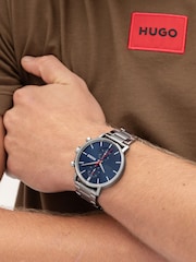 HUGO Silver #TAKEOFF Blue Dial and Stainless Steel Multifunction  Watch - Image 2 of 5