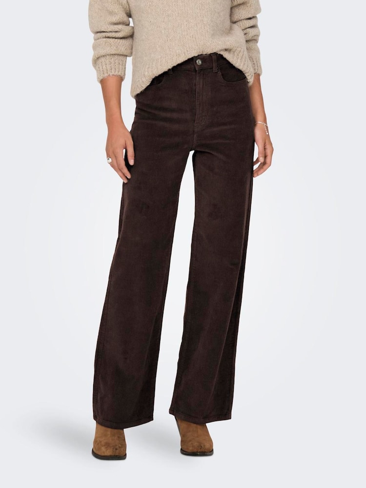 ONLY Brown High Waisted Wide Leg Corduroy Jeans - Image 1 of 4