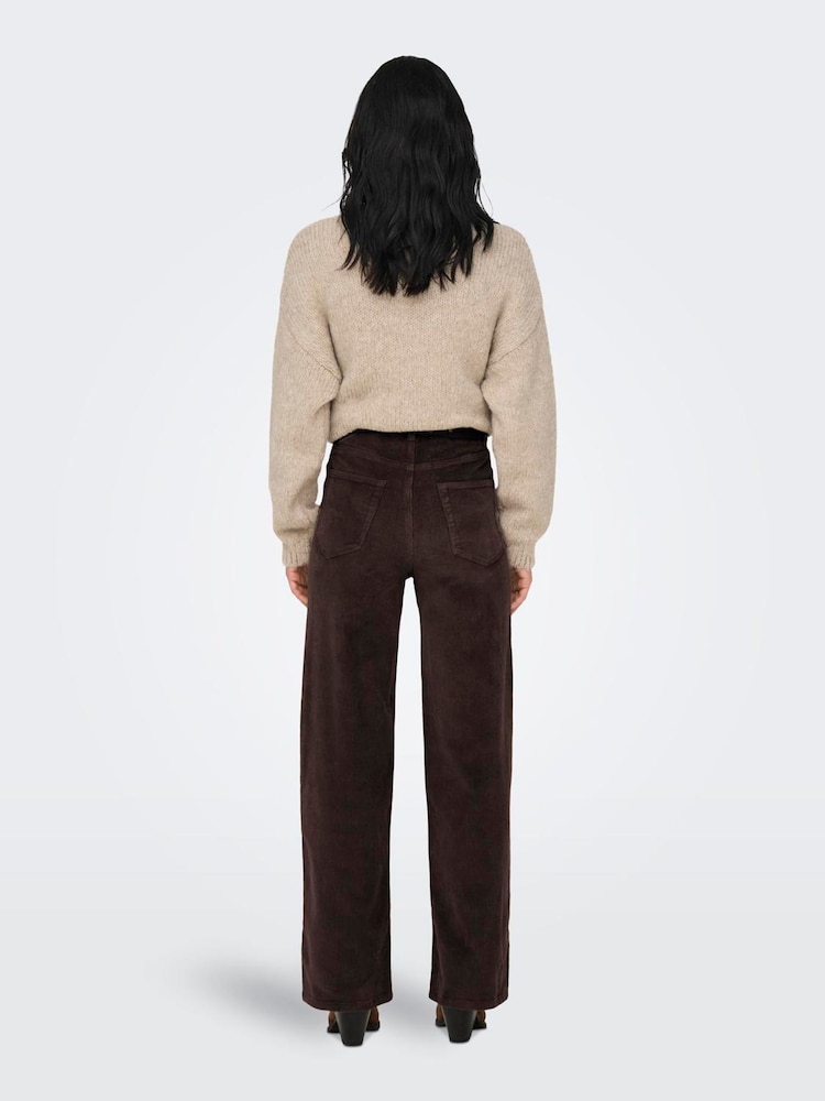 ONLY Brown High Waisted Wide Leg Corduroy Jeans - Image 2 of 4