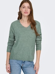 ONLY Light Green Cosy V-Neck Pullover Knit Jumpers - Image 1 of 7