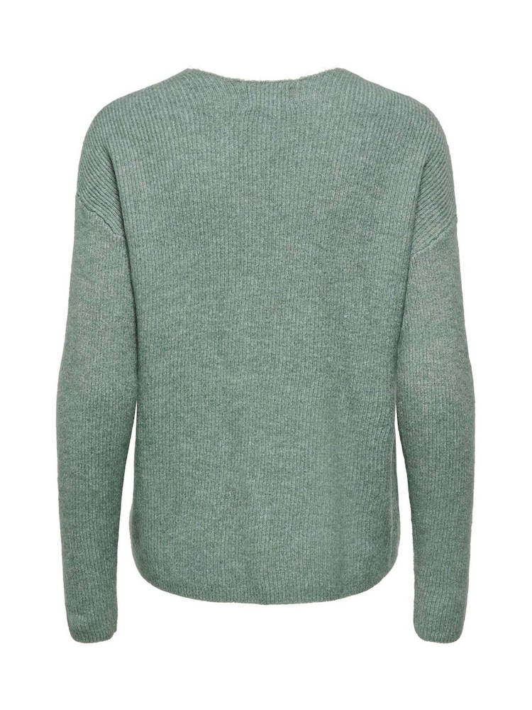 ONLY Light Green Cosy V-Neck Pullover Knit Jumpers - Image 7 of 7 ONLY Light Green Cosy V-Neck Pullover Knit Jumpers - Image 7 of 7