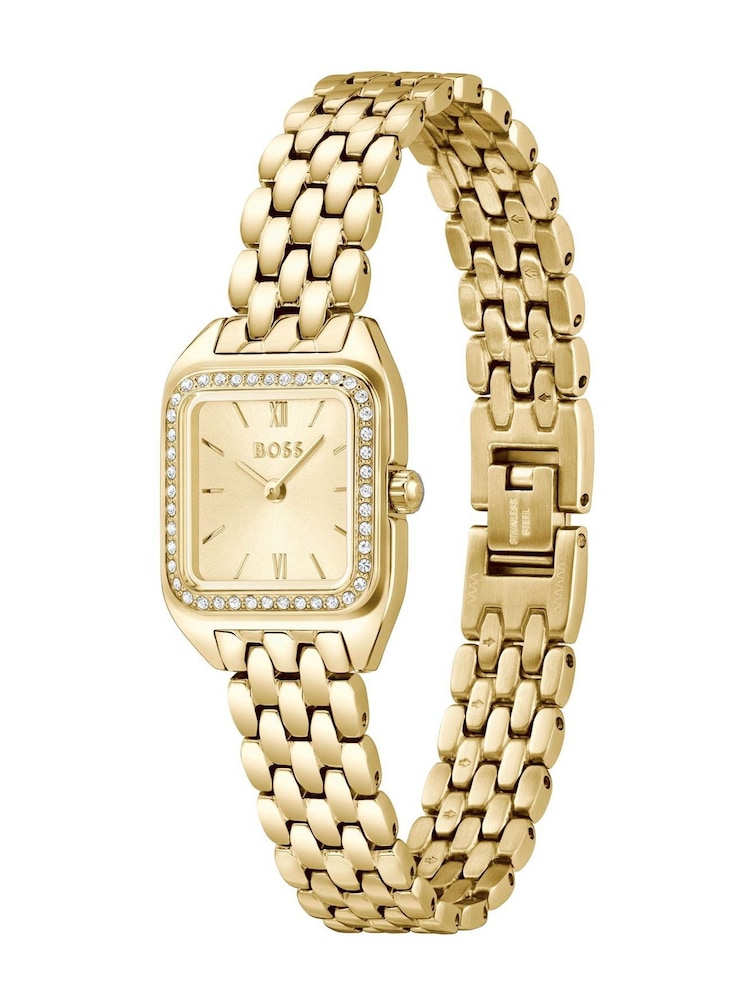 BOSS Gold Mae Petite Soft Square Two Tone Bracelet Watch - Image 2 of 4 BOSS Gold Mae Petite Soft Square Two Tone Bracelet Watch - Image 2 of 4