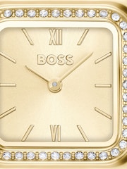 BOSS Gold Mae Petite Soft Square Two Tone Bracelet Watch - Image 4 of 4