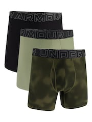 Under Armour Dark Green Performance Tech Printed Boxers 3 Pack - Image 1 of 3