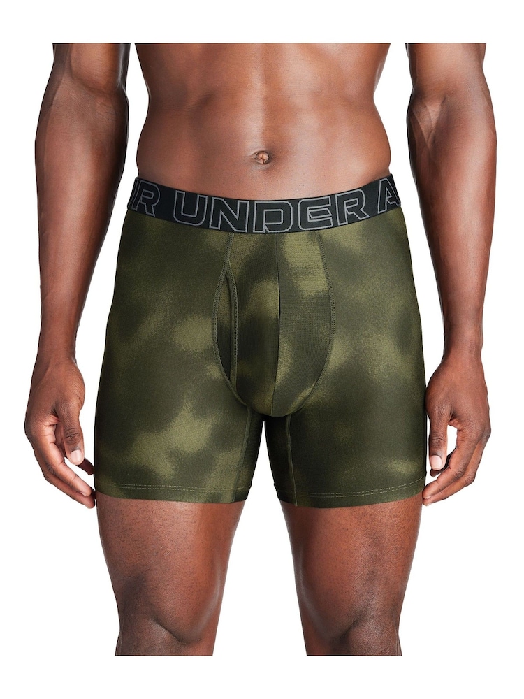 Under Armour Dark Green Performance Tech Printed Boxers 3 Pack - Image 2 of 3