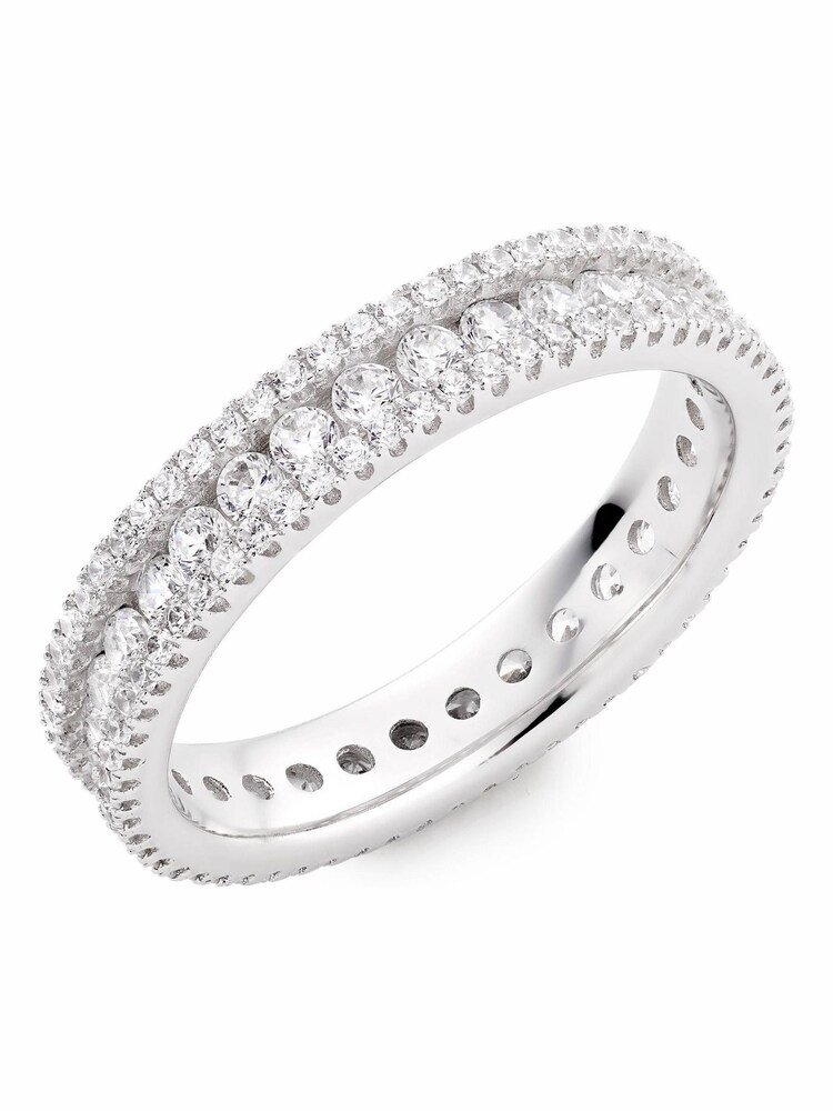 Beaverbrooks Sterling Silver Cubic Zirconia Triple Row Ring - Image 1 of 3