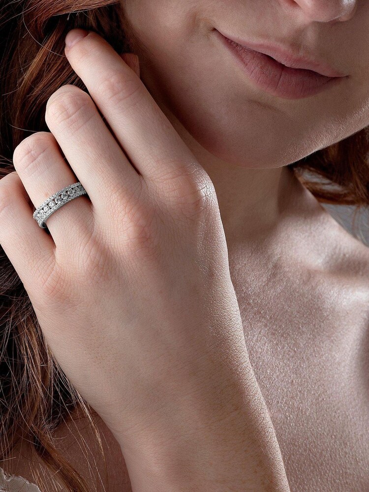 Beaverbrooks Sterling Silver Cubic Zirconia Triple Row Ring - Image 2 of 3