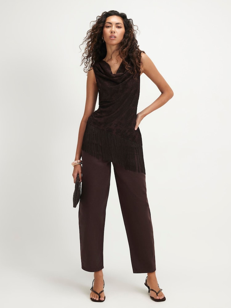 River Island Brown Core Barrel Leg Jeans - Image 1 of 3