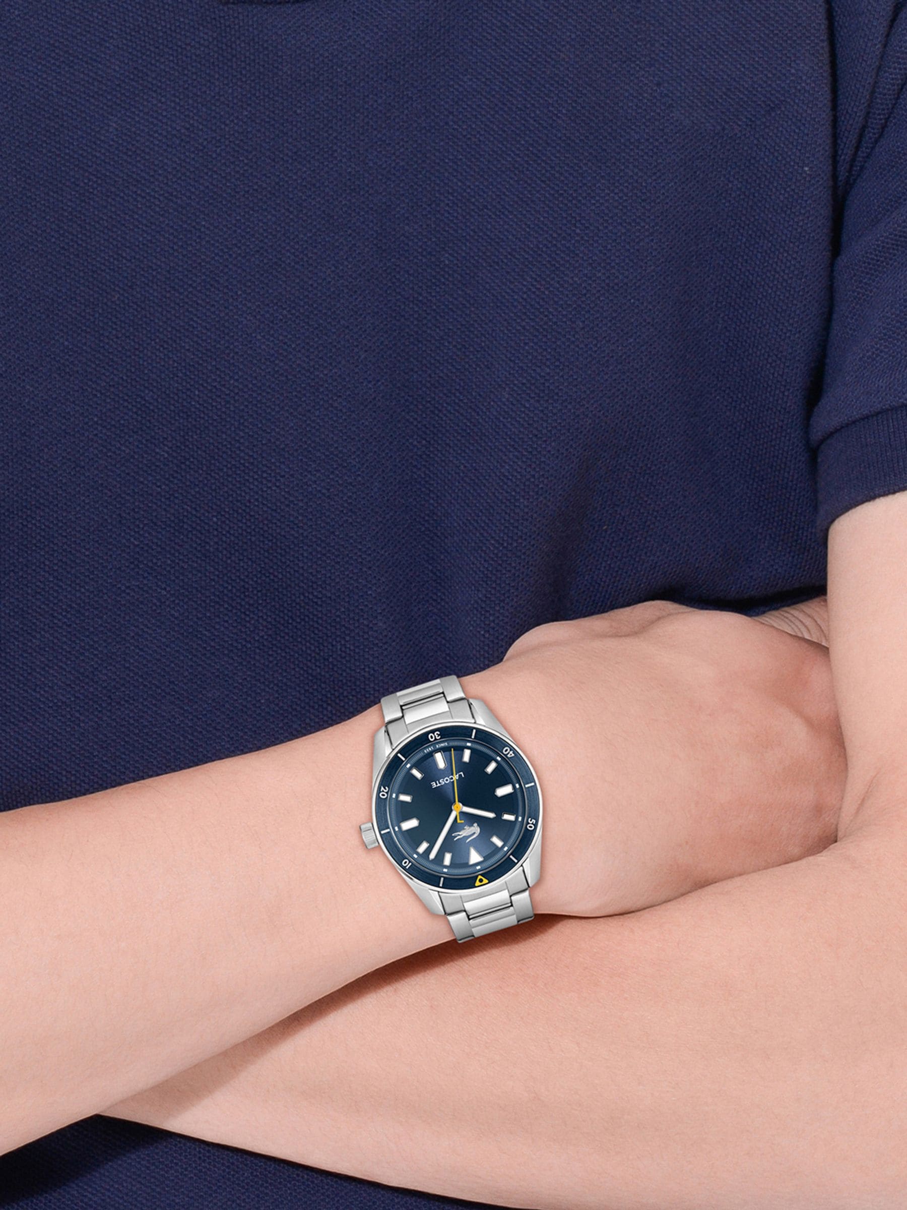 Lacoste Watches Mens Boston 39mm 3 Hands Watch - Blue/Steel - Image 6