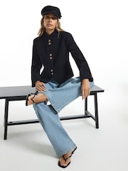 أسود - سترة بطراز عسكري بأزرار من River Island - صورة 2 من 4