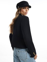 أسود - سترة بطراز عسكري بأزرار من River Island - صورة 4 من 4