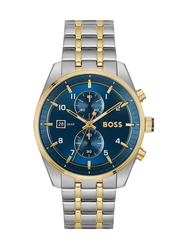 BOSS Grey Skytraveller Bi Colour Chronograph Watch - Image 2 of 6