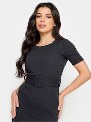 PixieGirl Petite Black Buckle Belted Scuba Midi Dress - Image 4 of 5