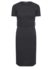 PixieGirl Petite Black Buckle Belted Scuba Midi Dress - Image 5 of 5