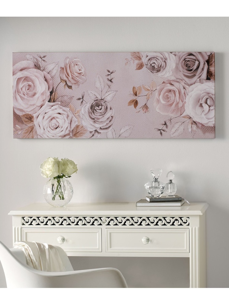 Art For The Home Pink Mixed Media Rose Trial Wall Art - Image 1 of 2
