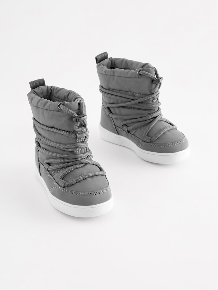 Metallic Silver Reflective Thermal Thinsulate™ Lined Quilted Water Resistant Boots - Image 1 of 5
