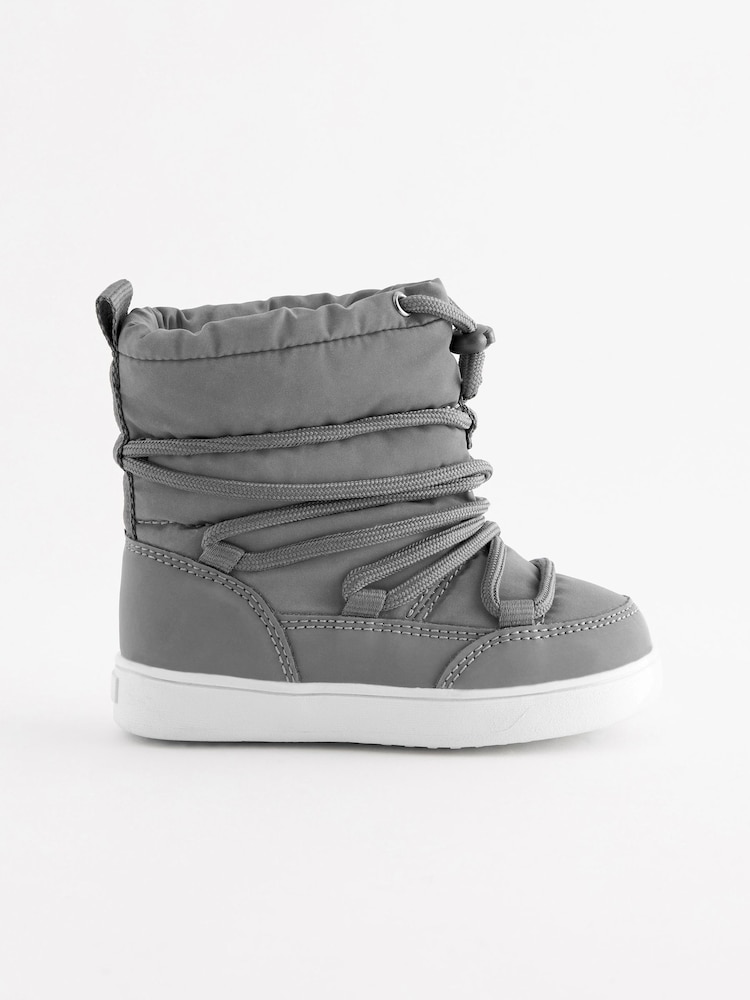 Metallic Silver Reflective Thermal Thinsulate™ Lined Quilted Water Resistant Boots - Image 2 of 5