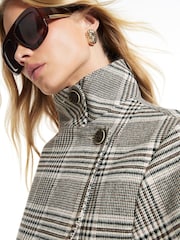 River Island Brown Check Funnel Neck Cocoon Sleeve Jacket - Image 3 of 4