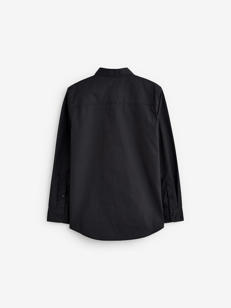 Black Easy Care Grandad Collar Shirt (3-16yrs) - Image 2 of 3
