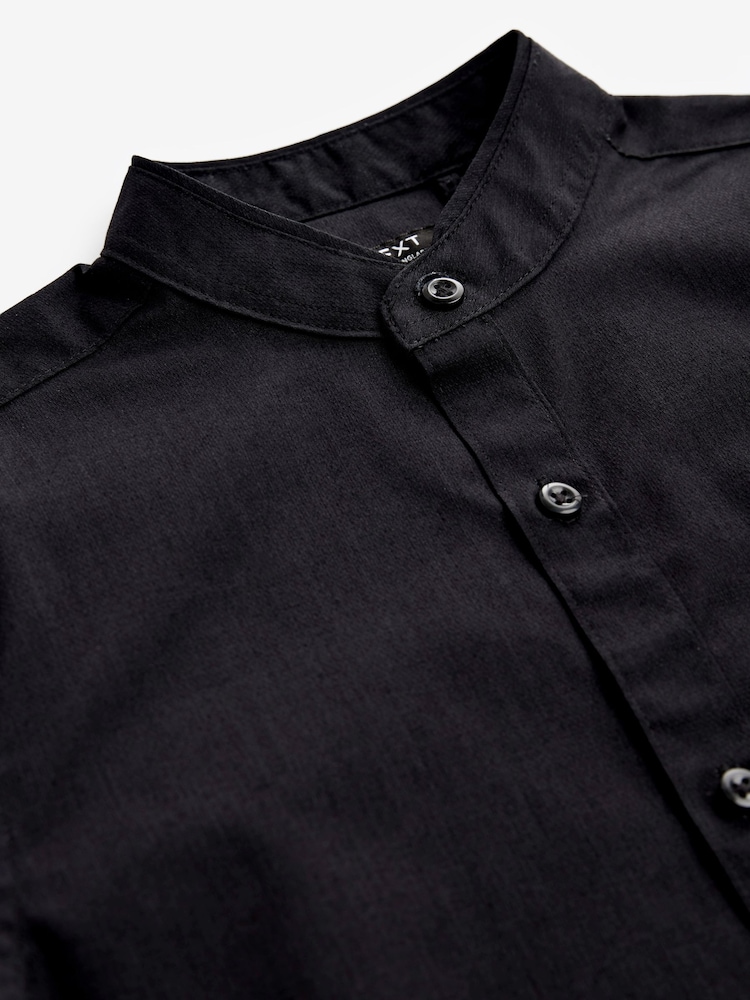 Black Easy Care Grandad Collar Shirt (3-16yrs) - Image 3 of 3