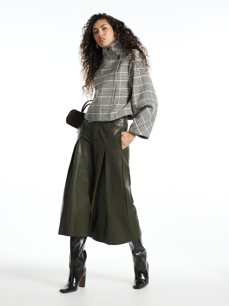 River Island Green Faux Leather Smart Culotte Trousers - Image 1 of 4