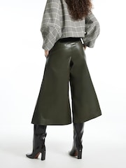 River Island Green Faux Leather Smart Culotte Trousers - Image 4 of 4