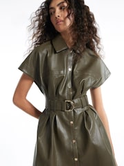 River Island Faux Leather Utility Belted Mini Dress - Image 3 de 4