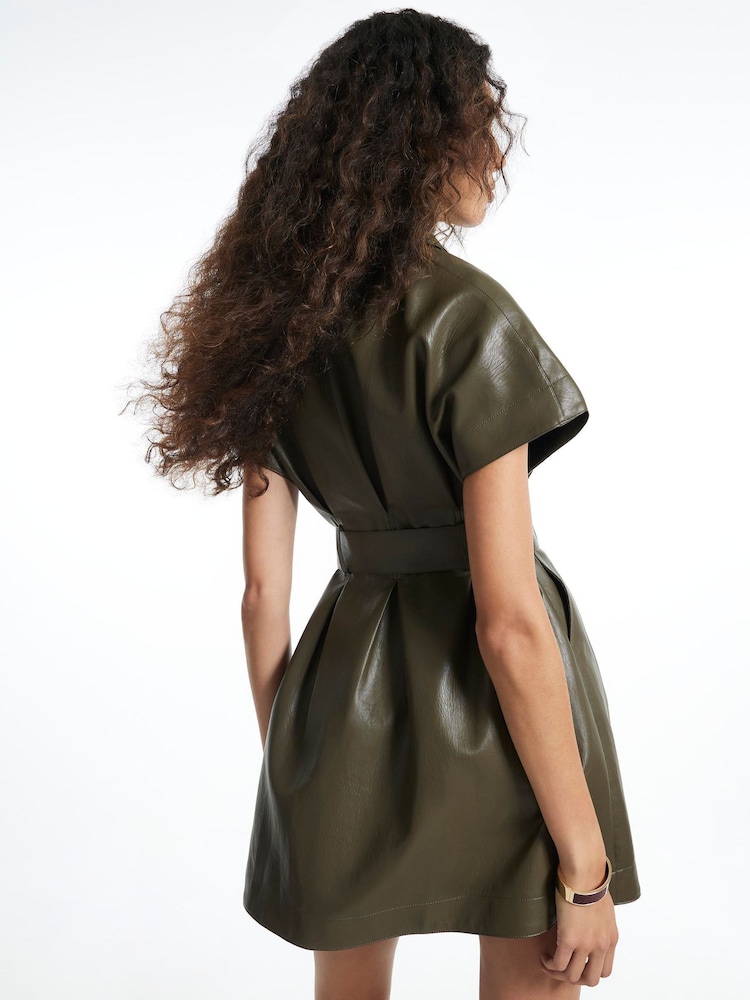 River Island Faux Leather Utility Belted Mini Dress - Image 4 de 4