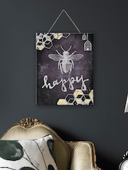 Art For The Home Black Bee Happy Wall Art - Image 1 of 3